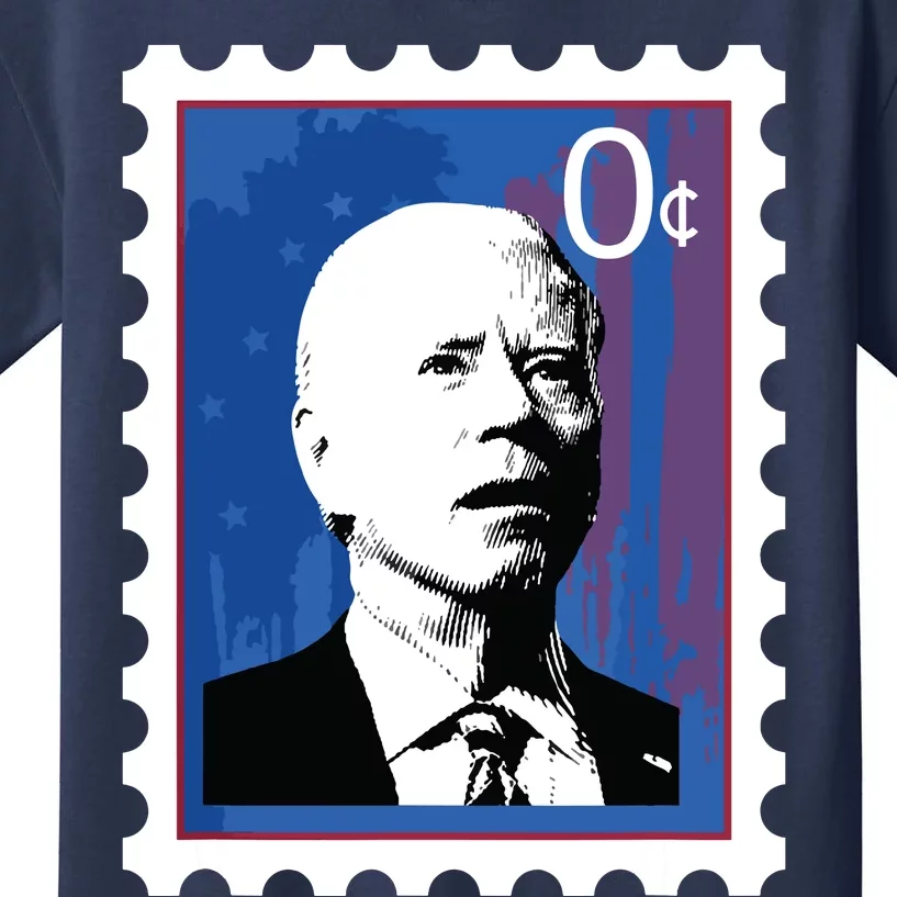 Biden Stamp Zero Sense Funny Joe 0 Cents President Kids T-Shirt