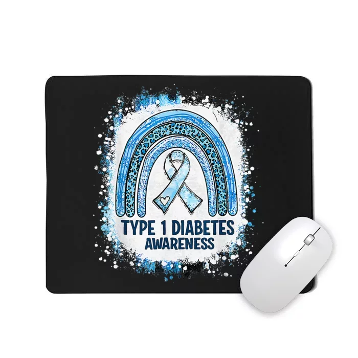 Bleached Type 1 Diabetes Awareness Month Rainbow Blue Ribbon Mousepad