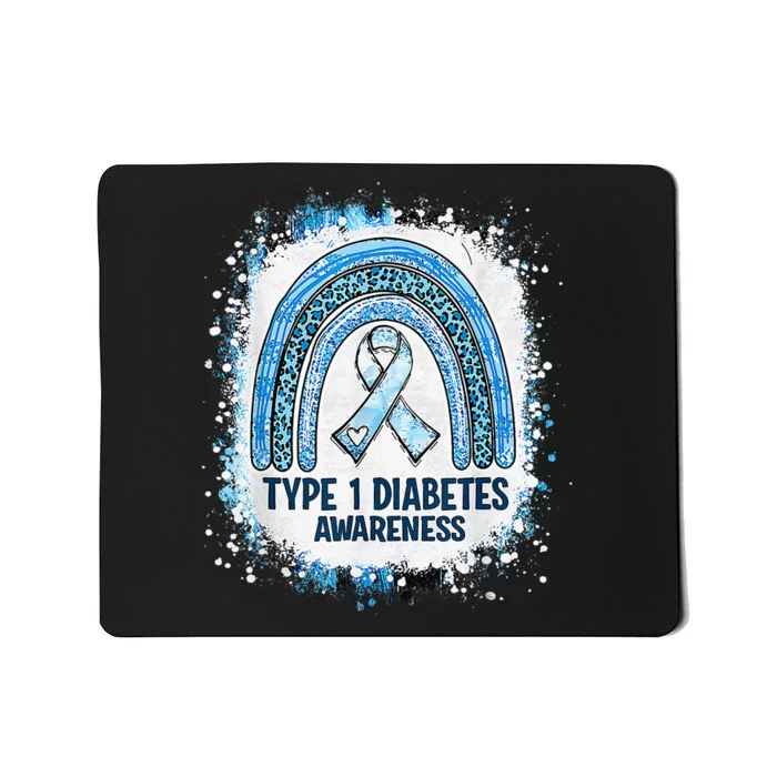 Bleached Type 1 Diabetes Awareness Month Rainbow Blue Ribbon Mousepad