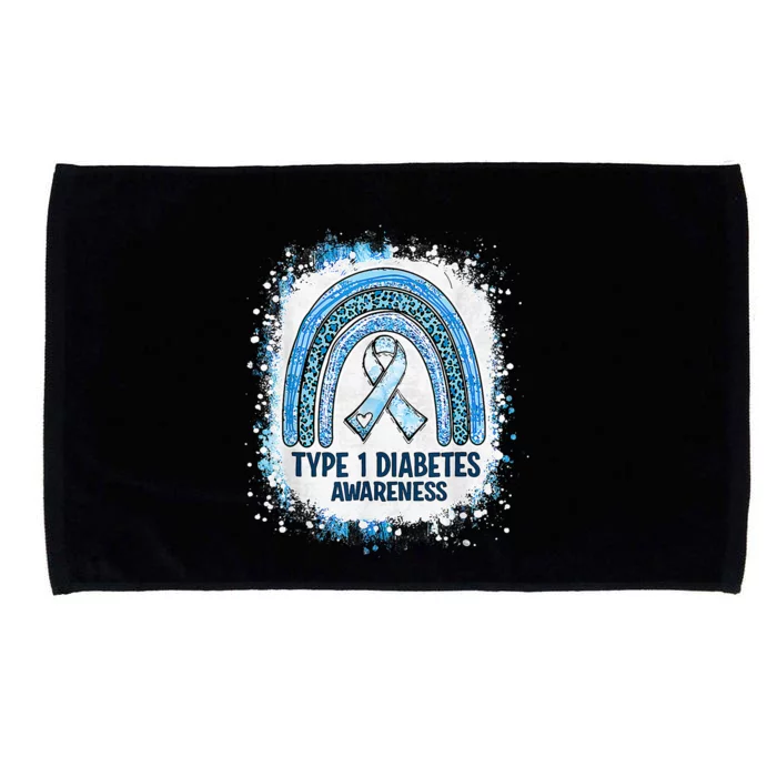 Bleached Type 1 Diabetes Awareness Month Rainbow Blue Ribbon Microfiber Hand Towel