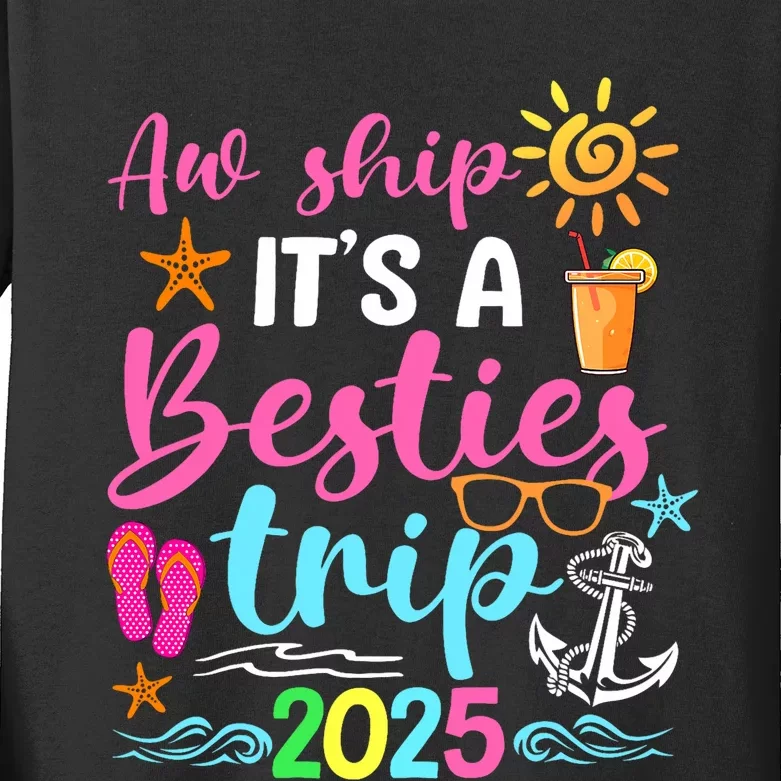 Besties Trip 2025 Friend Cruise Trip Summer Vacation Kids Long Sleeve Shirt