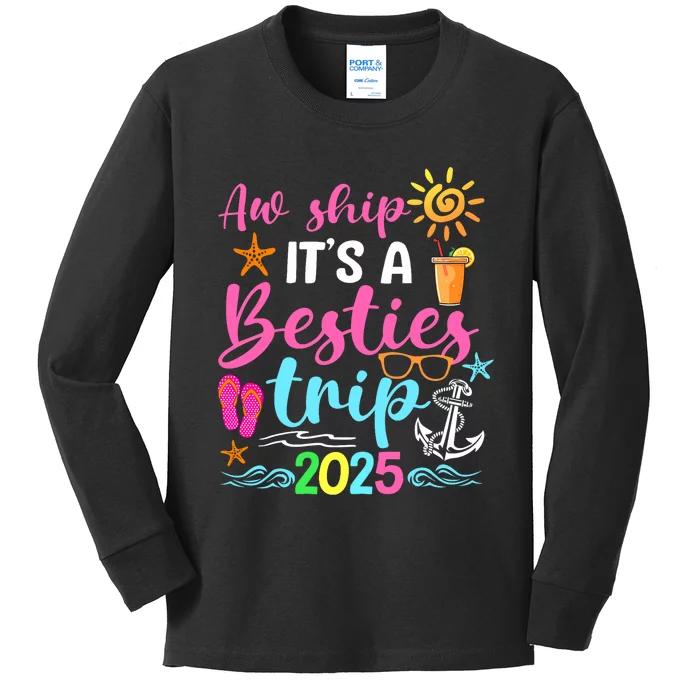 Besties Trip 2025 Friend Cruise Trip Summer Vacation Kids Long Sleeve Shirt