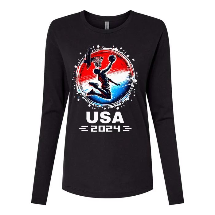 Basketball Team 2024 Basketball Apparel 2024 Usa Team 2024 Womens Cotton Relaxed Long Sleeve T-Shirt