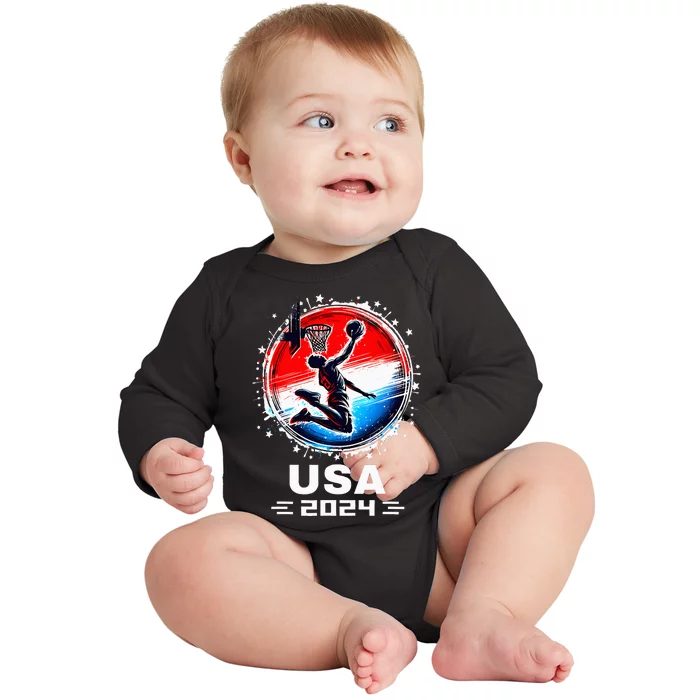 Basketball Team 2024 Basketball Apparel 2024 Usa Team 2024 Baby Long Sleeve Bodysuit