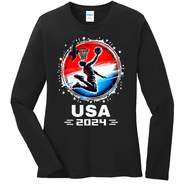 Basketball Team 2024 Basketball Apparel 2024 Usa Team 2024 Ladies Long Sleeve Shirt