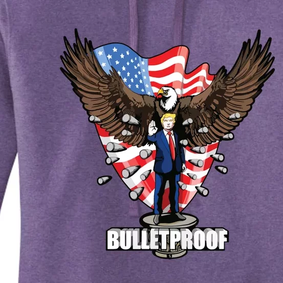 Bulletproof Trump 2024 Trump 2024 Merica Election Usa Flag Women's Pullover Hoodie