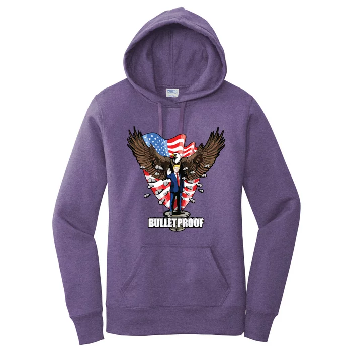 Bulletproof Trump 2024 Trump 2024 Merica Election Usa Flag Women's Pullover Hoodie