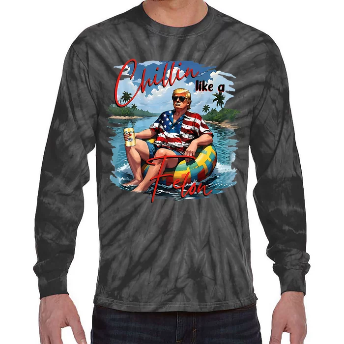 Ban Trump 2024 Drinking Beer 2 Side Tie-Dye Long Sleeve Shirt