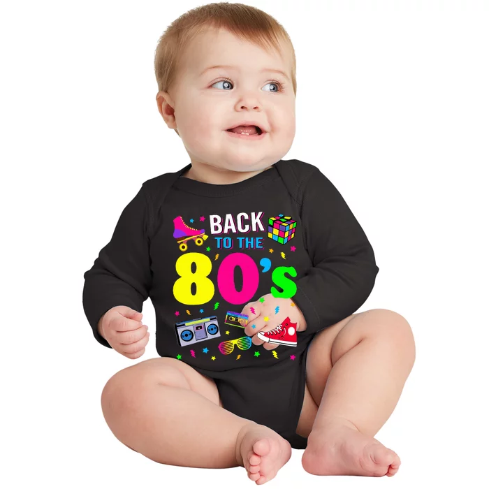 Back To 80S 1980s Vintage Retro Eighties Costume Baby Long Sleeve Bodysuit