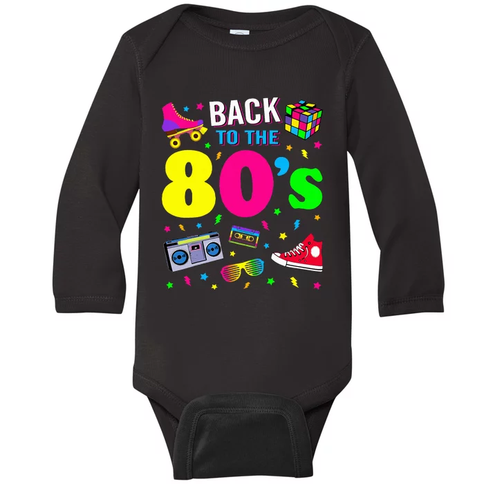 Back To 80S 1980s Vintage Retro Eighties Costume Baby Long Sleeve Bodysuit