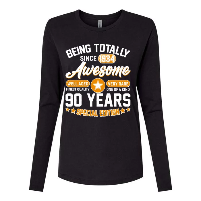 Being Totally Awesome Special Edition Since 1934 90 Years Birthday Womens Cotton Relaxed Long Sleeve T-Shirt