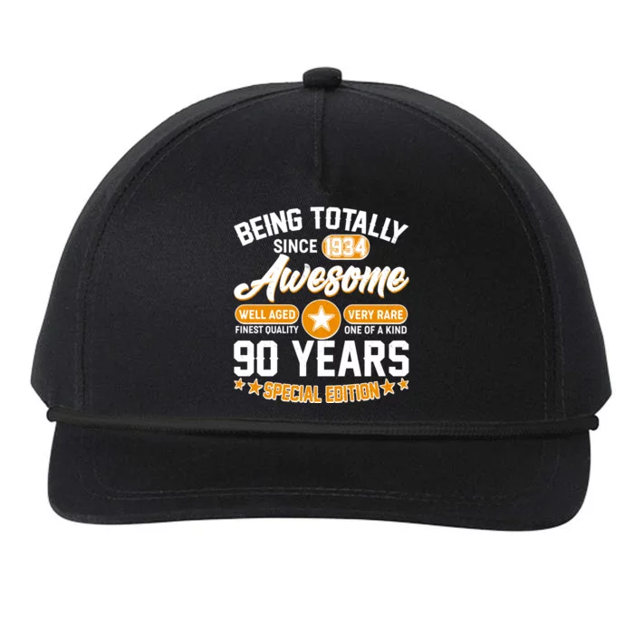 Being Totally Awesome Special Edition Since 1934 90 Years Birthday Snapback Five-Panel Rope Hat