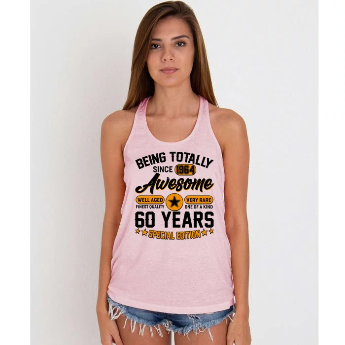 Being Totally Awesome Special Edition Since 1964 60 Years Birthday Women's Knotted Racerback Tank