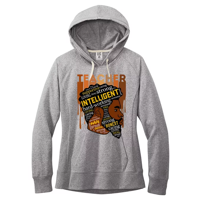 Black Teacher Afro With Beards Love Melanin Women's Fleece Hoodie