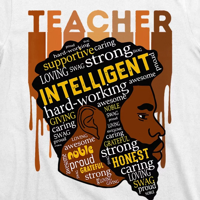 Black Teacher Afro With Beards Love Melanin T-Shirt