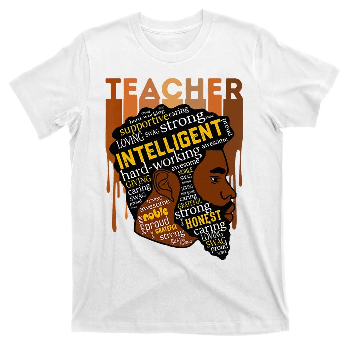 Black Teacher Afro With Beards Love Melanin T-Shirt