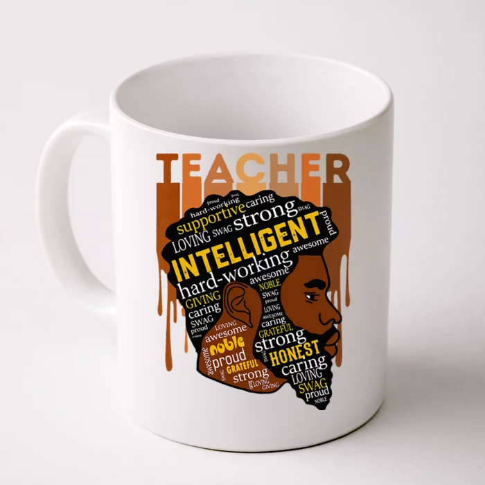 Black Teacher Afro With Beards Love Melanin Front & Back Coffee Mug