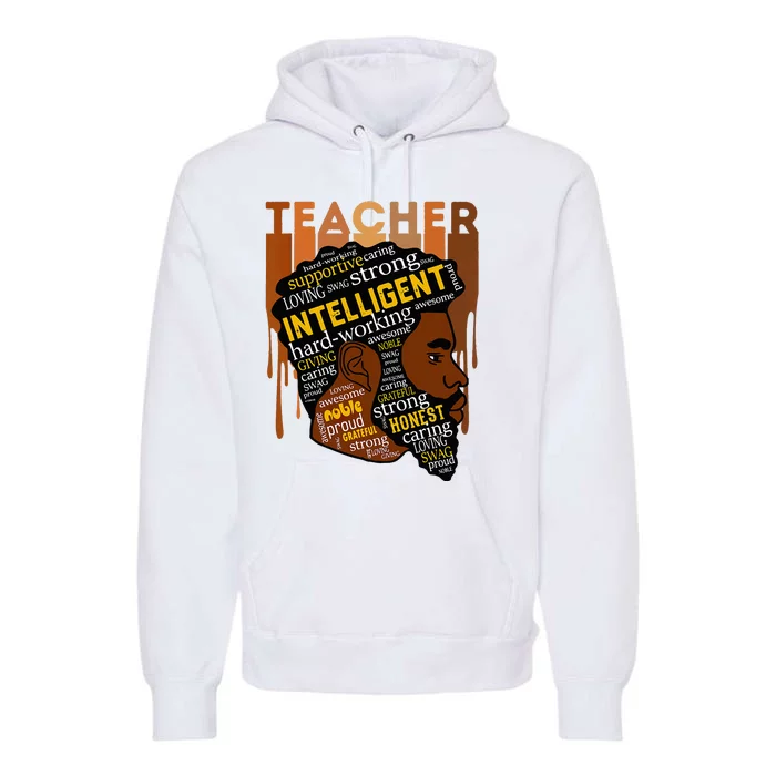 Black Teacher Afro With Beards Love Melanin Premium Hoodie