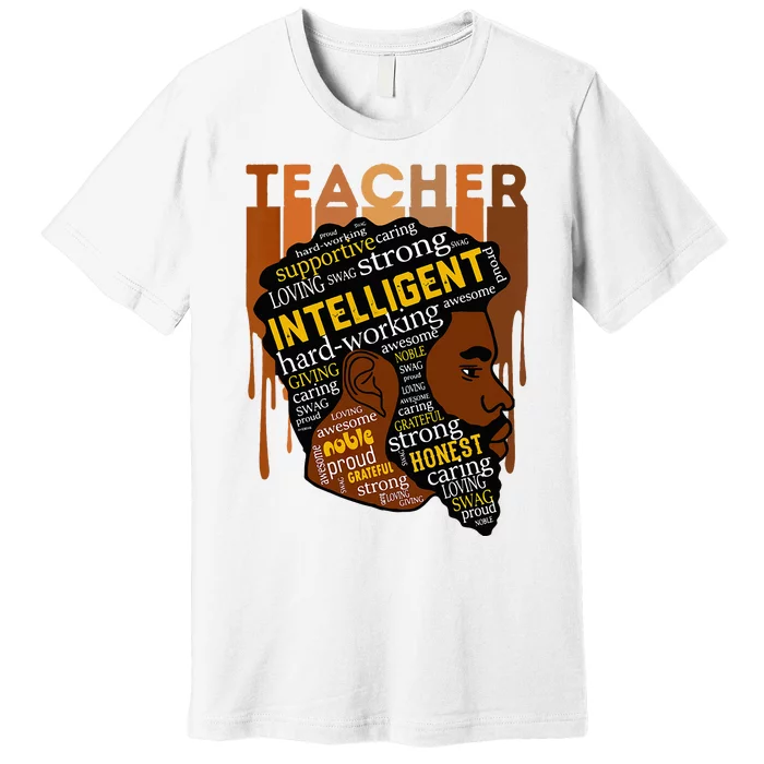 Black Teacher Afro With Beards Love Melanin Premium T-Shirt