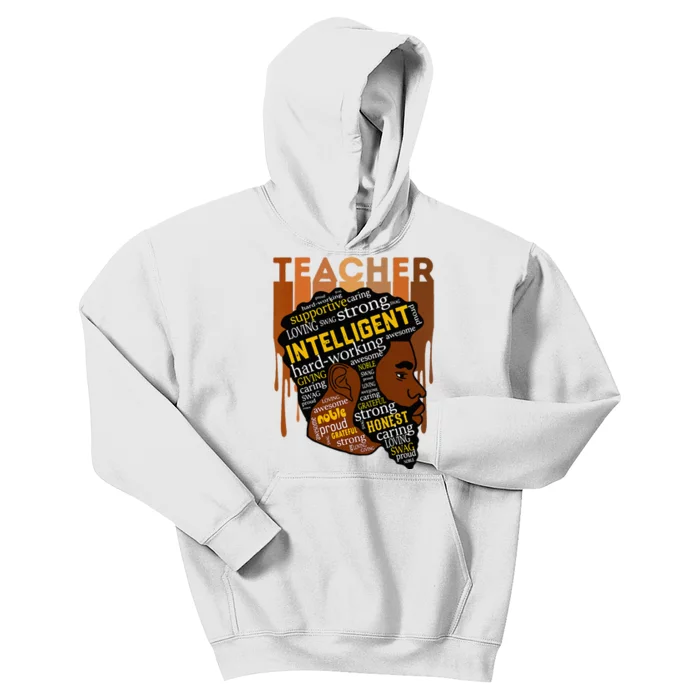 Black Teacher Afro With Beards Love Melanin Kids Hoodie