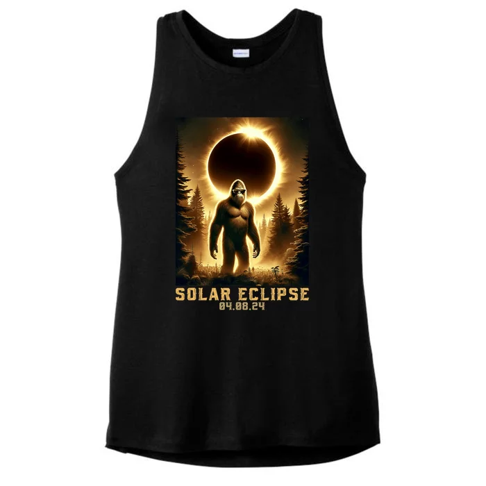 Bigfoot Totality April 8 2024 Total Solar Eclipse Ladies Tri-Blend Wicking Tank