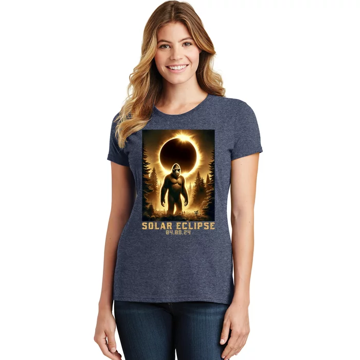 Bigfoot Totality April 8 2024 Total Solar Eclipse Women's T-Shirt