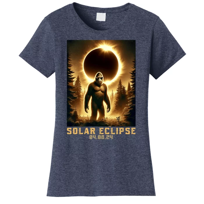 Bigfoot Totality April 8 2024 Total Solar Eclipse Women's T-Shirt