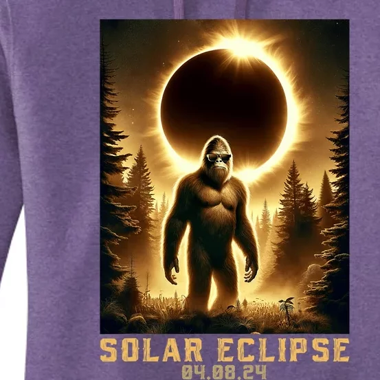 Bigfoot Totality April 8 2024 Total Solar Eclipse Women's Pullover Hoodie