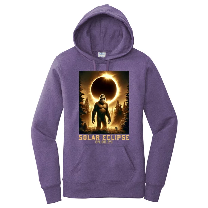 Bigfoot Totality April 8 2024 Total Solar Eclipse Women's Pullover Hoodie