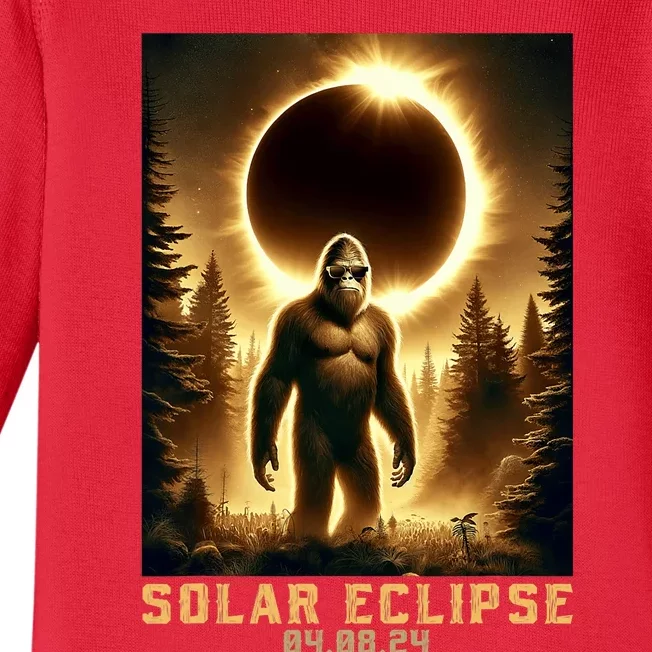 Bigfoot Totality April 8 2024 Total Solar Eclipse Baby Long Sleeve Bodysuit