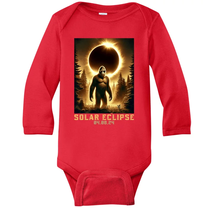 Bigfoot Totality April 8 2024 Total Solar Eclipse Baby Long Sleeve Bodysuit