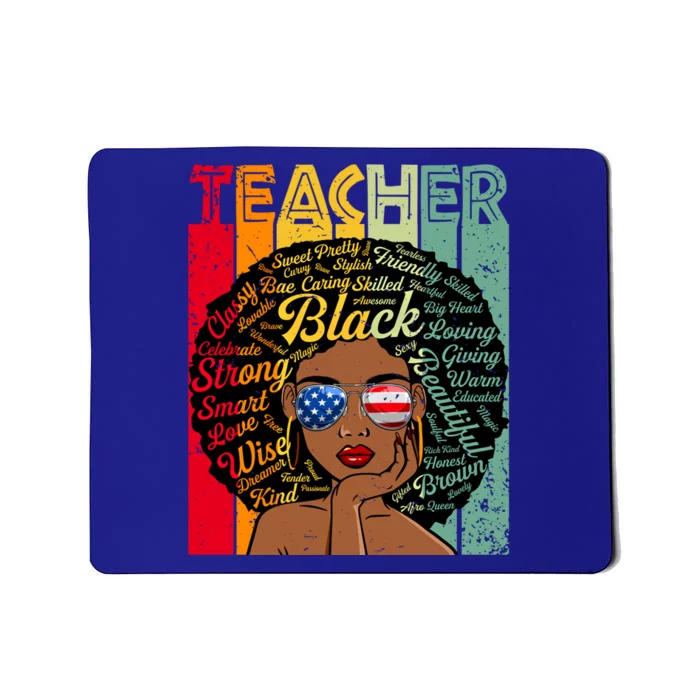 Black Teacher Afro Juneteenth Black History Month Funny Gift Mousepad