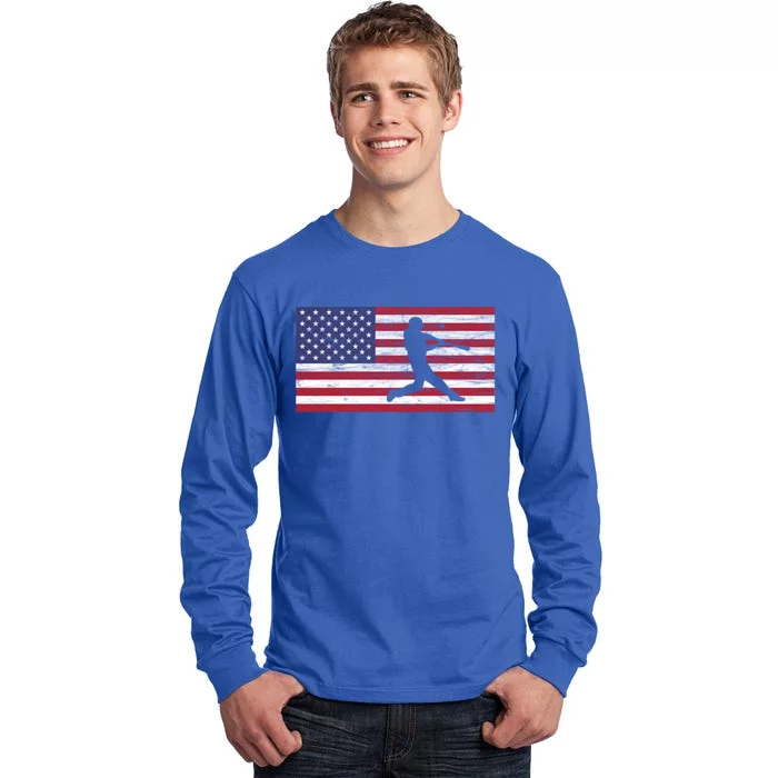 Baseball Team American Flag Usa Gift Tall Long Sleeve T-Shirt