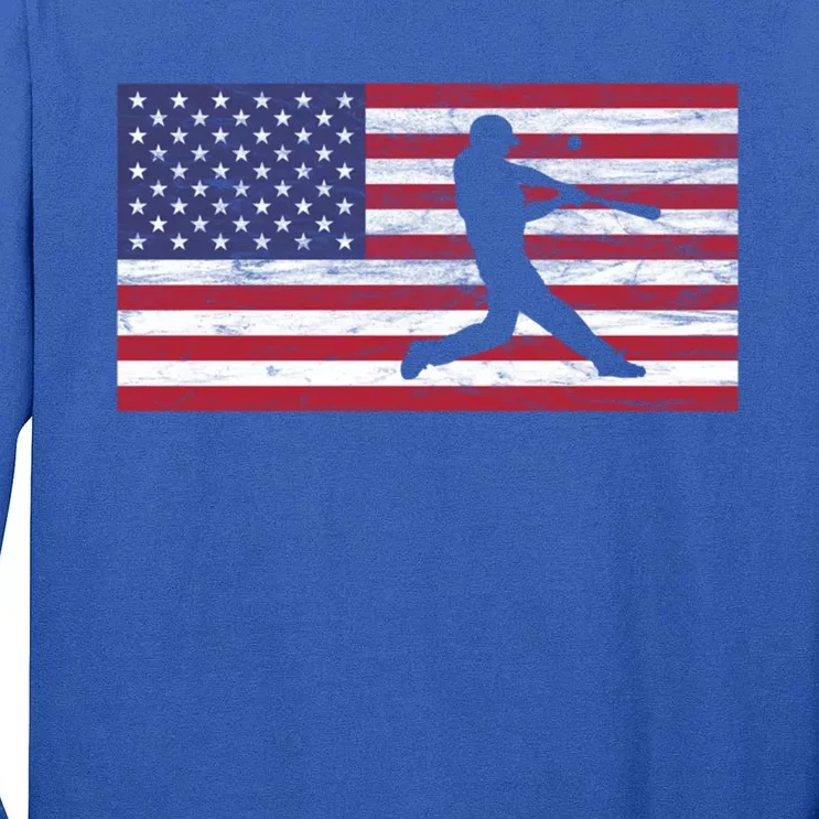 Baseball Team American Flag Usa Gift Tall Long Sleeve T-Shirt