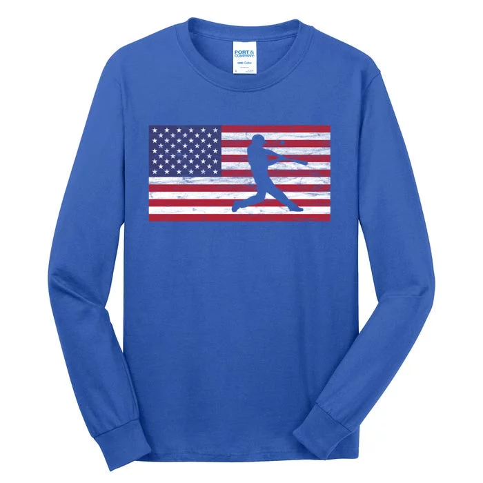 Baseball Team American Flag Usa Gift Tall Long Sleeve T-Shirt