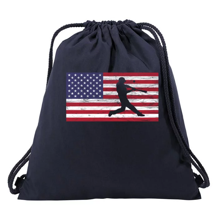 Baseball Team American Flag Usa Gift Drawstring Bag