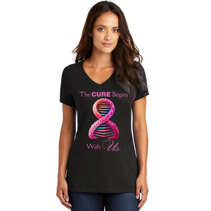 Banding Together Against Breast Cancer Women's V-Neck T-Shirt