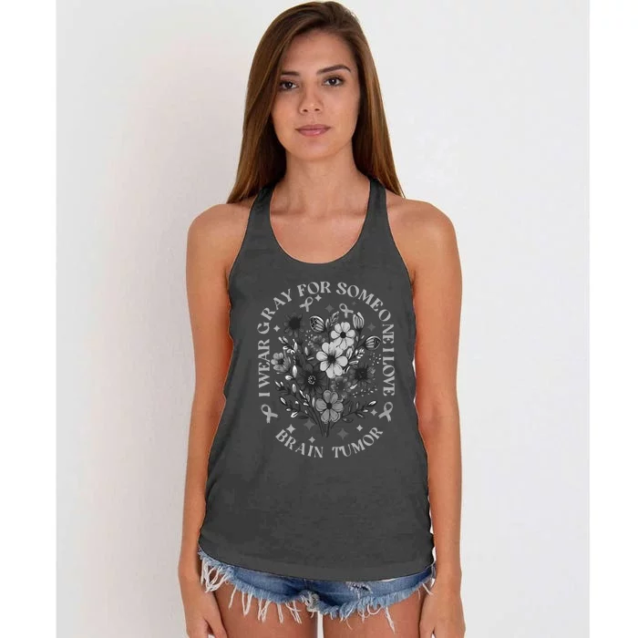 Brain Tumor Awareness Wildflower I Wear Gray For Brain Tumor Women's Knotted Racerback Tank