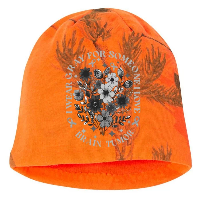 Brain Tumor Awareness Wildflower I Wear Gray For Brain Tumor Kati - Camo Knit Beanie