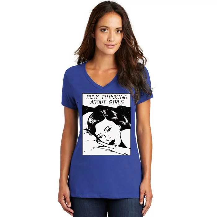 Busy Thinking About Women's V-Neck T-Shirt