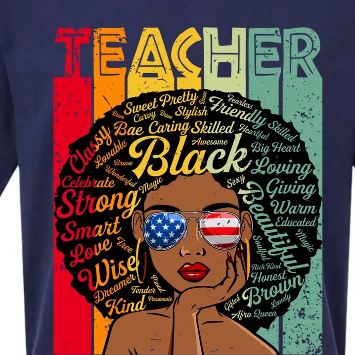 Black Teacher Afro Juneteenth Black History Month Gift Sueded Cloud Jersey T-Shirt