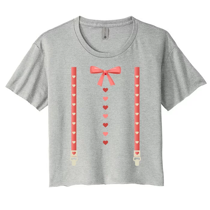 Bow Tie And Suspenders Women's Crop Top Tee