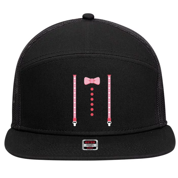 Bow Tie And Suspenders 7 Panel Mesh Trucker Snapback Hat