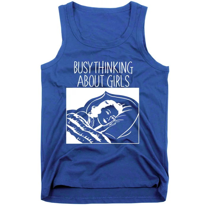 Busy Thinking About Lesbian Vintage Cute Pride Funny Gift Tank Top