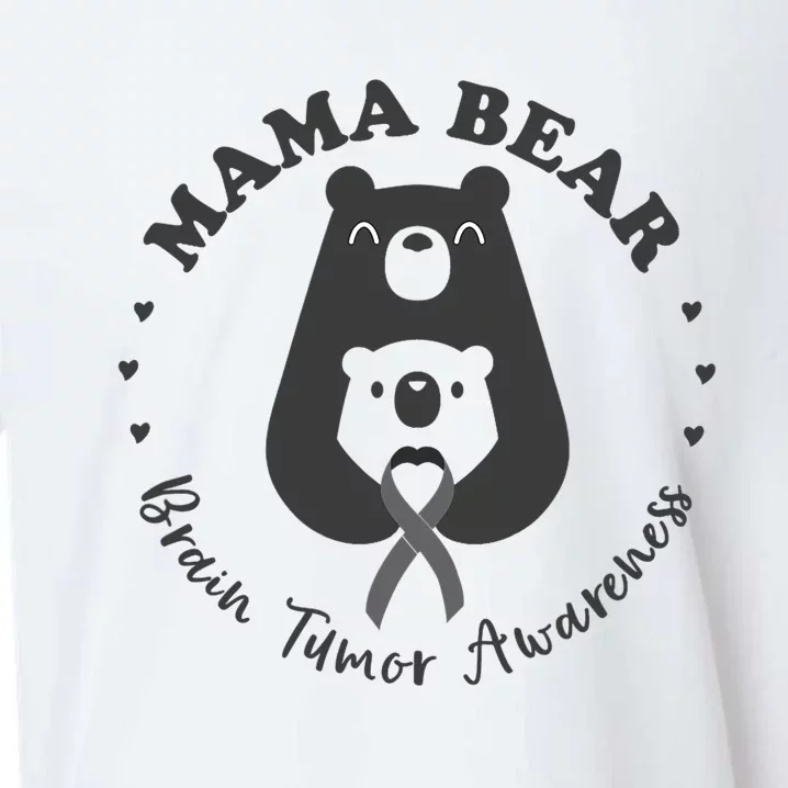 Brain Tumor Awareness Mama Bear Mother Son Gray Ribbon May Sueded Cloud Jersey T-Shirt