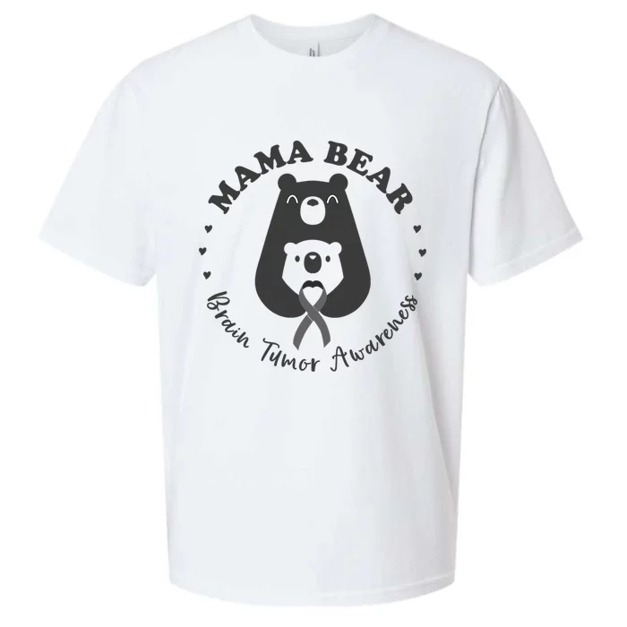 Brain Tumor Awareness Mama Bear Mother Son Gray Ribbon May Sueded Cloud Jersey T-Shirt