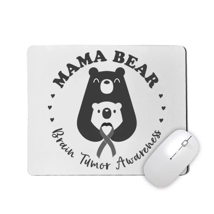 Brain Tumor Awareness Mama Bear Mother Son Gray Ribbon May Mousepad