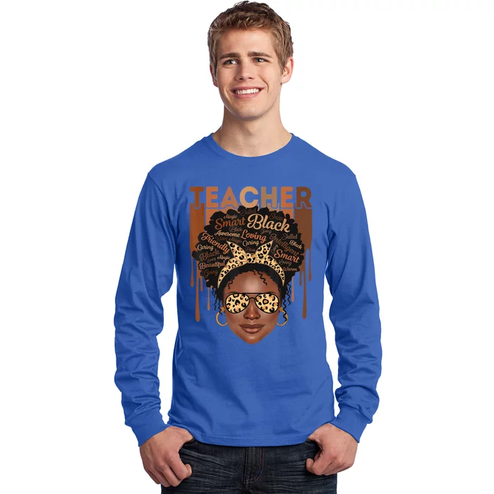 Black Teacher Afro Retro Matching Black History Month Gift Long Sleeve Shirt