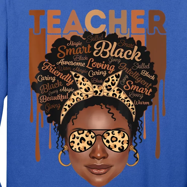 Black Teacher Afro Retro Matching Black History Month Gift Long Sleeve Shirt