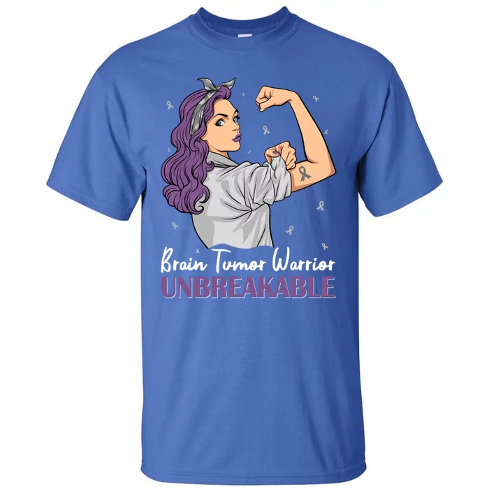 Brain Tumor Awareness Warrior Unbreakable Survivor Gift Tall T-Shirt